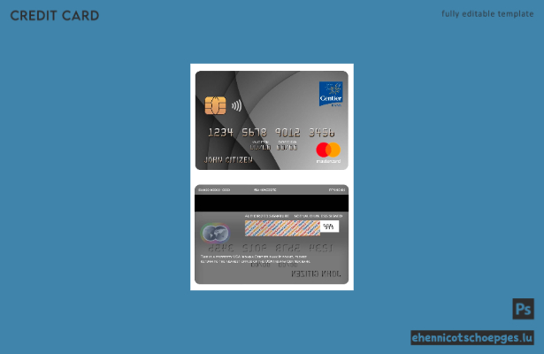 Mustervorschau der Mastercard der Bank USA Indiana Centier